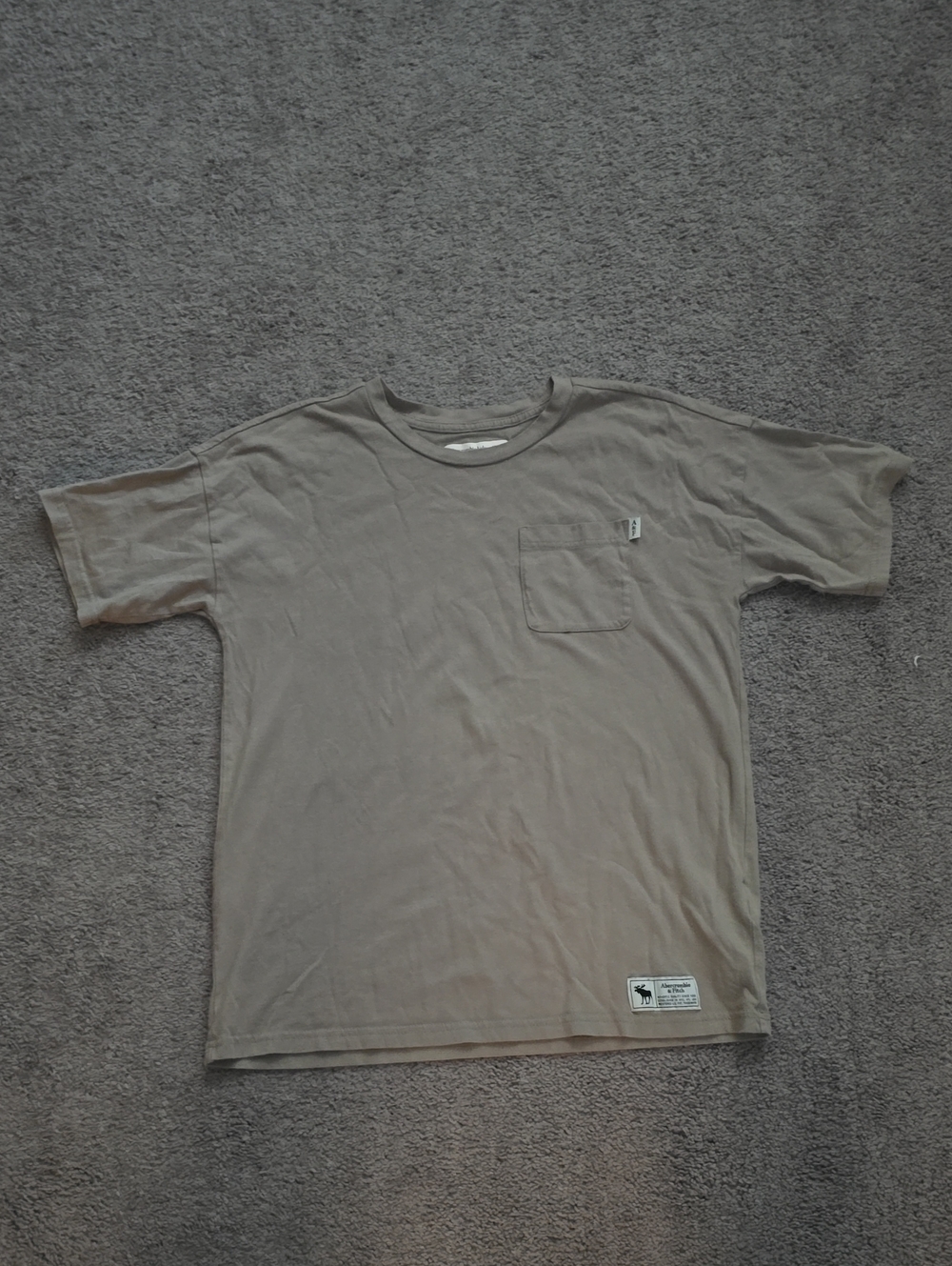 Abercrombie & Fitch Tan Short Sleeve Tee with Logo Patch